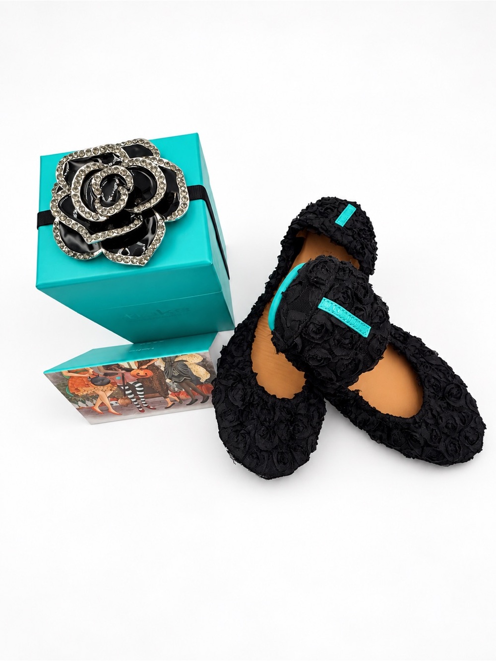 Tieks by Gavrieli Black Rose Ballet Flats Size 10 BNIB